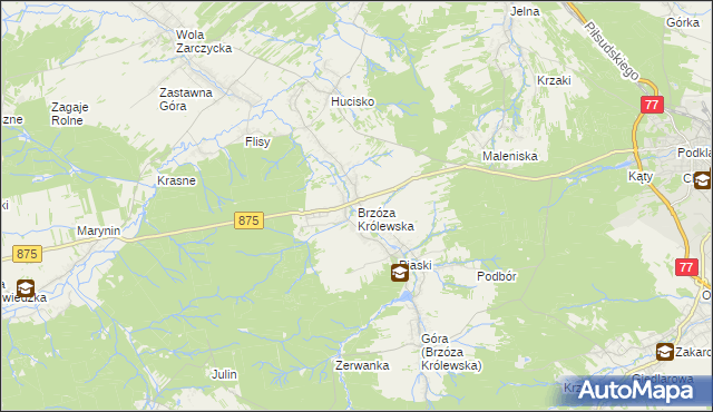mapa Brzóza Królewska, Brzóza Królewska na mapie Targeo