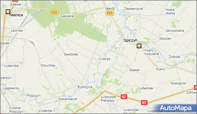 mapa Charlęż, Charlęż na mapie Targeo