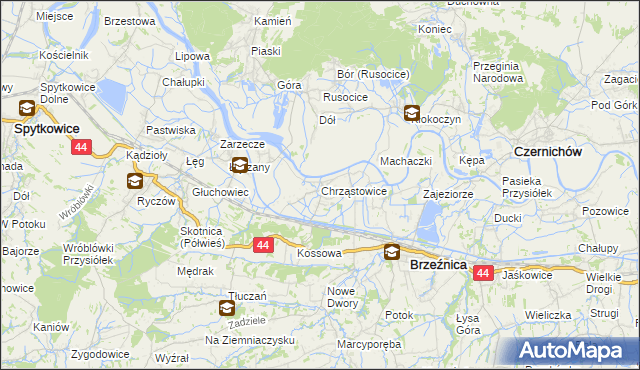mapa Chrząstowice gmina Brzeźnica, Chrząstowice gmina Brzeźnica na mapie Targeo