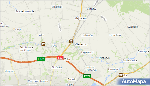 mapa Ciecierzyn gmina Niemce, Ciecierzyn gmina Niemce na mapie Targeo