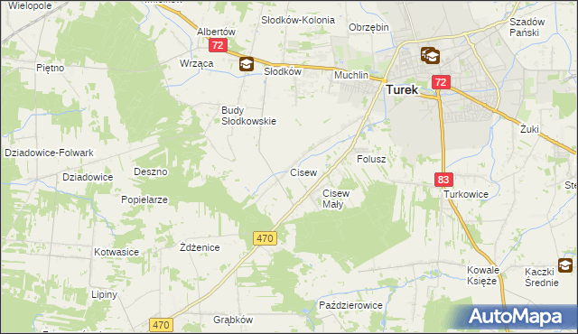 mapa Cisew, Cisew na mapie Targeo