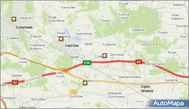 mapa Cisie gmina Halinów, Cisie gmina Halinów na mapie Targeo