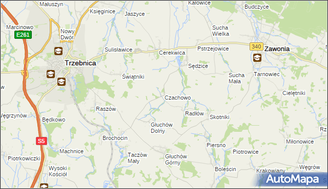 mapa Czachowo gmina Zawonia, Czachowo gmina Zawonia na mapie Targeo