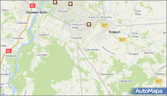 mapa Czarnowiec gmina Rzekuń, Czarnowiec gmina Rzekuń na mapie Targeo