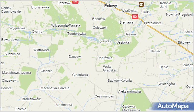 mapa Dąbrówka gmina Pniewy, Dąbrówka gmina Pniewy na mapie Targeo