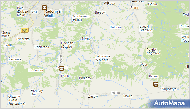 mapa Dąbrówka Wisłocka, Dąbrówka Wisłocka na mapie Targeo