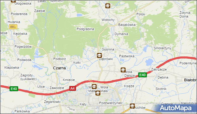 mapa Dąbrówki gmina Czarna, Dąbrówki gmina Czarna na mapie Targeo