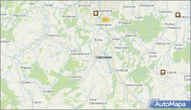 mapa Dębowiec powiat jasielski, Dębowiec powiat jasielski na mapie Targeo