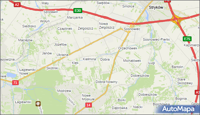 mapa Dobra gmina Stryków, Dobra gmina Stryków na mapie Targeo