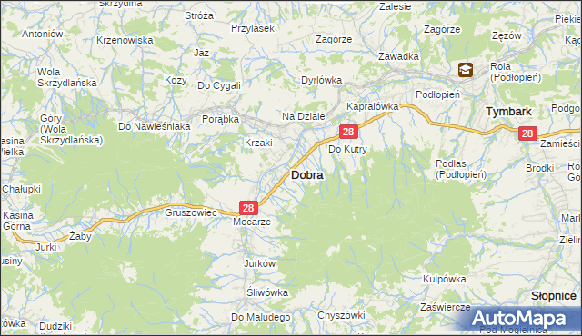 mapa Dobra powiat limanowski, Dobra powiat limanowski na mapie Targeo