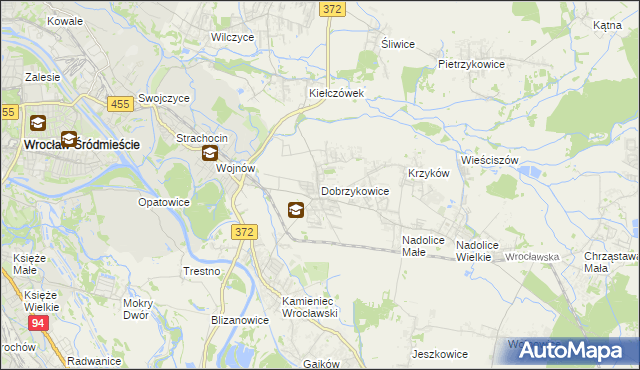 mapa Dobrzykowice, Dobrzykowice na mapie Targeo