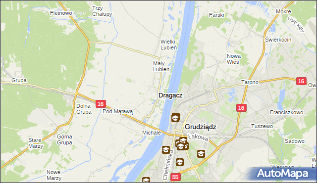 mapa Dragacz, Dragacz na mapie Targeo