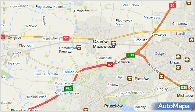 mapa Duchnice, Duchnice na mapie Targeo