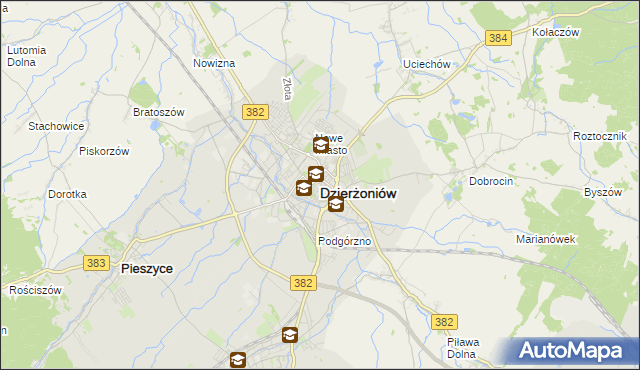 mapa Dzierżoniów, Dzierżoniów na mapie Targeo