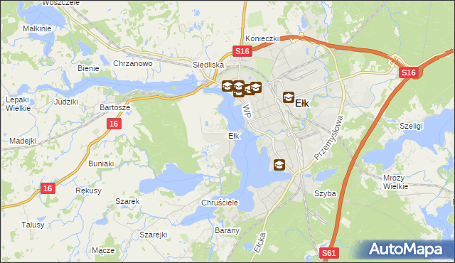 mapa Ełk powiat ełcki, Ełk powiat ełcki na mapie Targeo