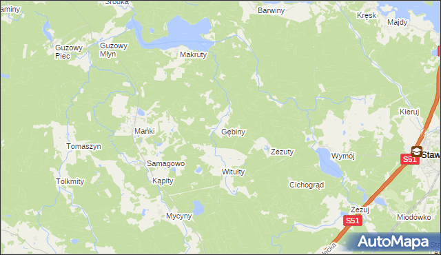 mapa Gębiny, Gębiny na mapie Targeo