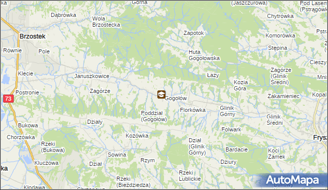 mapa Gogołów gmina Frysztak, Gogołów gmina Frysztak na mapie Targeo