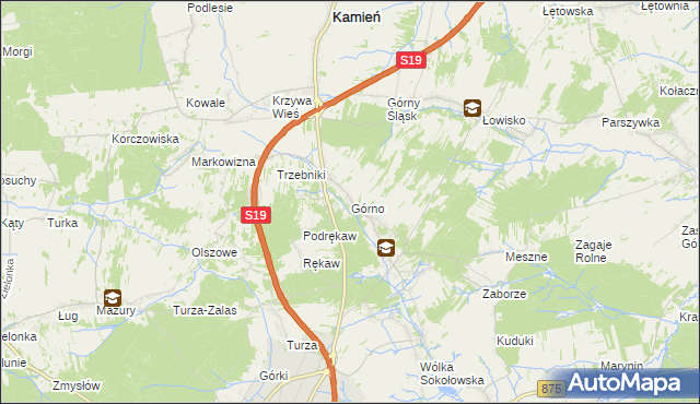mapa Górno gmina Sokołów Małopolski, Górno gmina Sokołów Małopolski na mapie Targeo