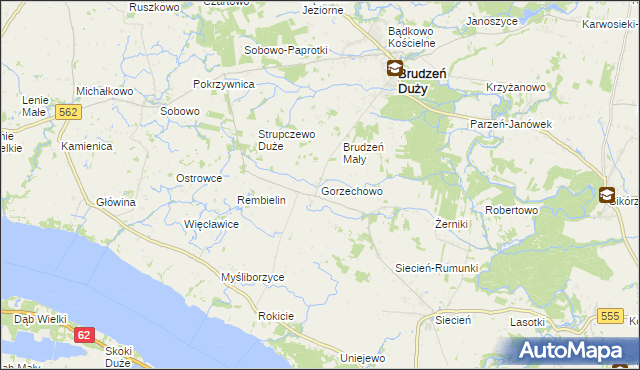mapa Gorzechowo, Gorzechowo na mapie Targeo