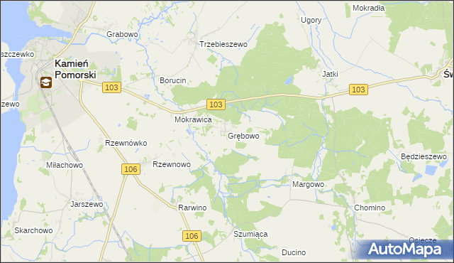 mapa Grębowo, Grębowo na mapie Targeo