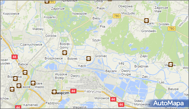 mapa Gromiec, Gromiec na mapie Targeo