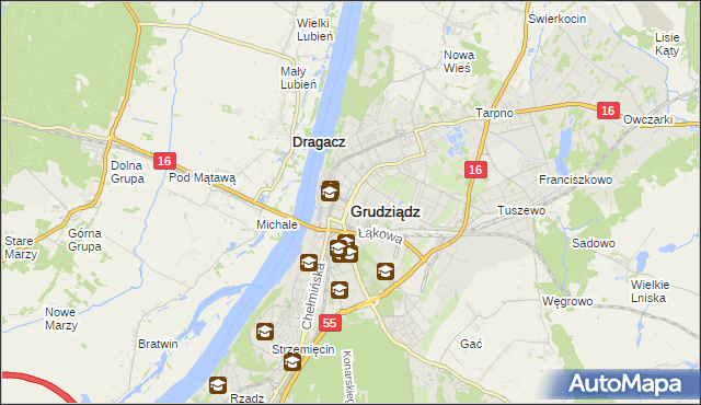 mapa Grudziądza, Grudziądz na mapie Targeo