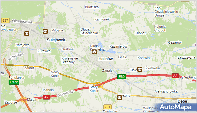mapa Halinów powiat miński, Halinów powiat miński na mapie Targeo