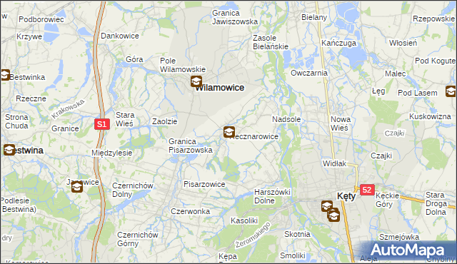mapa Hecznarowice, Hecznarowice na mapie Targeo