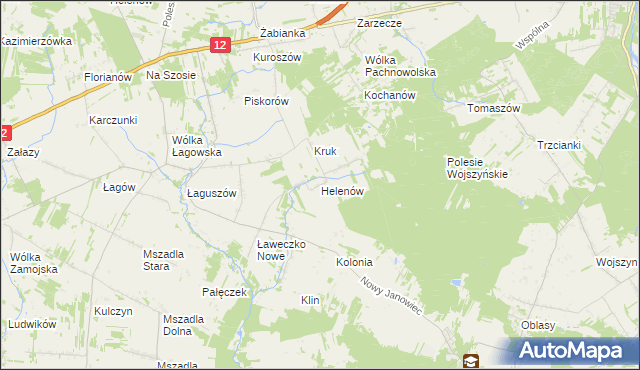 mapa Helenów gmina Przyłęk, Helenów gmina Przyłęk na mapie Targeo
