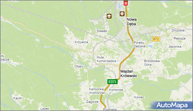 mapa Huta Komorowska, Huta Komorowska na mapie Targeo