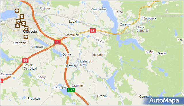mapa Idzbark, Idzbark na mapie Targeo