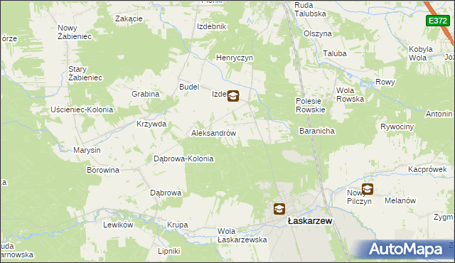 mapa Izdebno-Kolonia gmina Łaskarzew, Izdebno-Kolonia gmina Łaskarzew na mapie Targeo