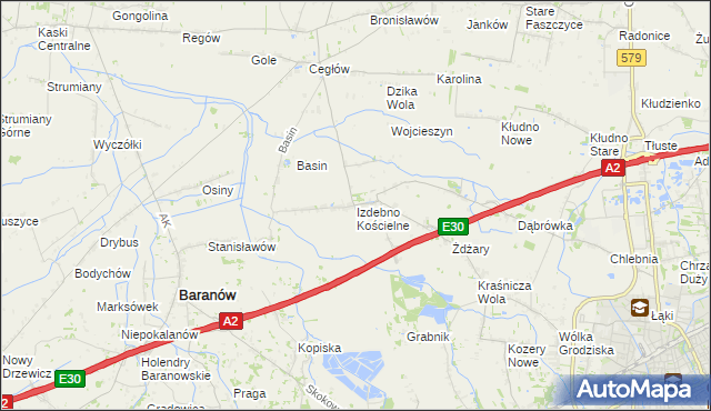 mapa Izdebno Kościelne, Izdebno Kościelne na mapie Targeo
