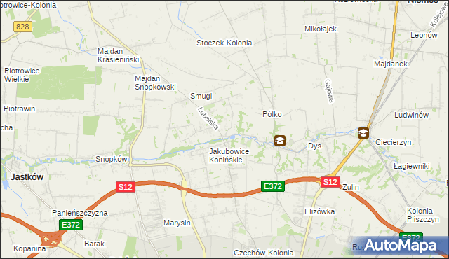 mapa Jakubowice Konińskie-Kolonia, Jakubowice Konińskie-Kolonia na mapie Targeo