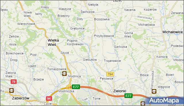 mapa Januszowice gmina Zielonki, Januszowice gmina Zielonki na mapie Targeo