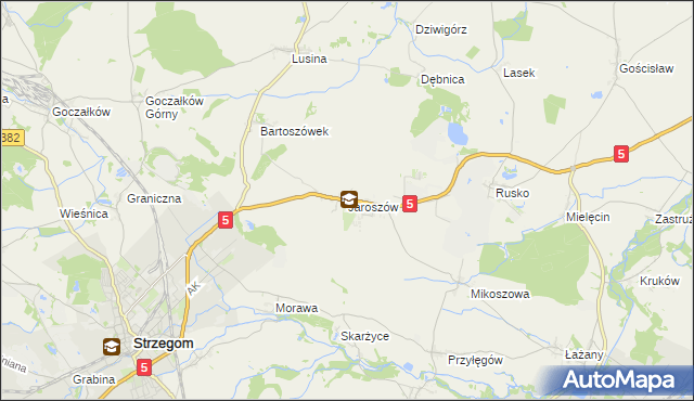mapa Jaroszów gmina Strzegom, Jaroszów gmina Strzegom na mapie Targeo