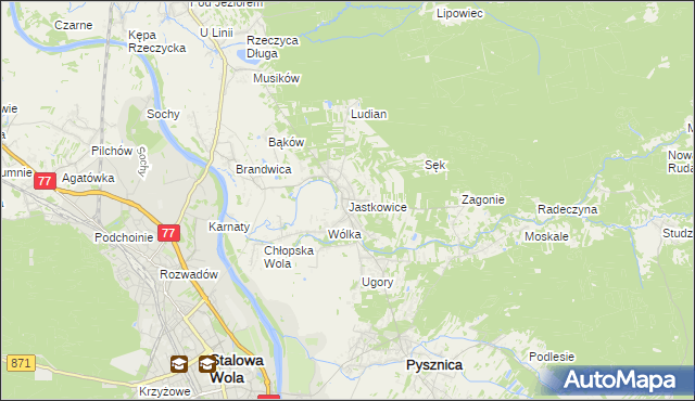 mapa Jastkowice, Jastkowice na mapie Targeo