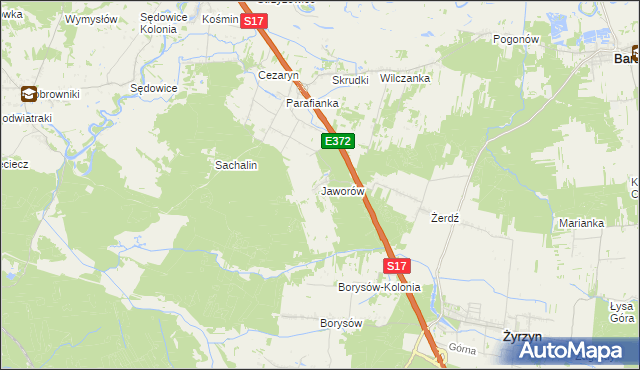 mapa Jaworów gmina Żyrzyn, Jaworów gmina Żyrzyn na mapie Targeo
