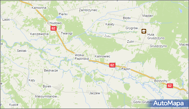 mapa Kalinowiec gmina Łochów, Kalinowiec gmina Łochów na mapie Targeo