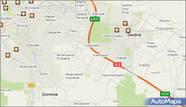 mapa Kalinówka gmina Głusk, Kalinówka gmina Głusk na mapie Targeo