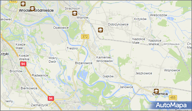mapa Kamieniec Wrocławski, Kamieniec Wrocławski na mapie Targeo