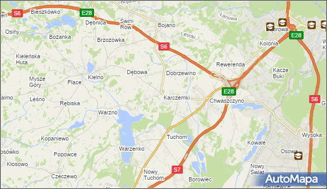 mapa Karczemki gmina Szemud, Karczemki gmina Szemud na mapie Targeo