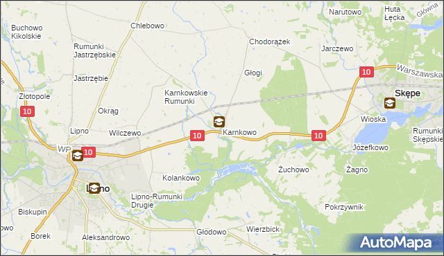 mapa Karnkowo gmina Lipno, Karnkowo gmina Lipno na mapie Targeo