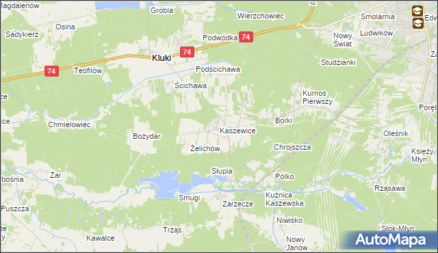 mapa Kaszewice, Kaszewice na mapie Targeo