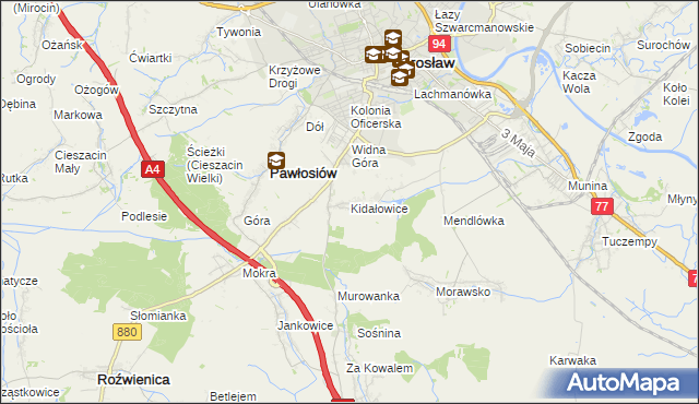 mapa Kidałowice, Kidałowice na mapie Targeo