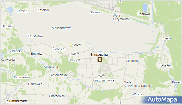 mapa Kleszczów powiat bełchatowski, Kleszczów powiat bełchatowski na mapie Targeo