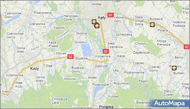 mapa Kobiernice, Kobiernice na mapie Targeo