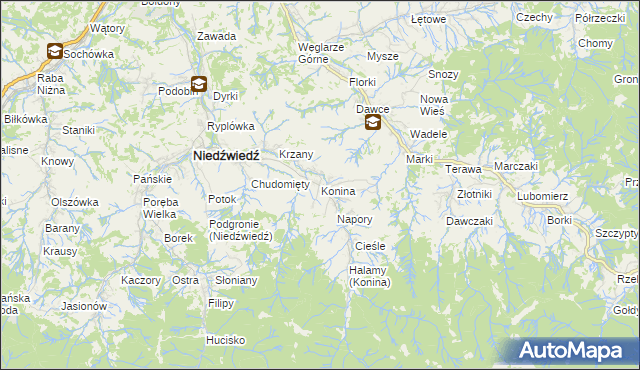 mapa Konina, Konina na mapie Targeo