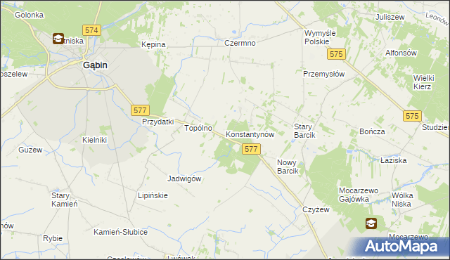 mapa Konstantynów gmina Gąbin, Konstantynów gmina Gąbin na mapie Targeo
