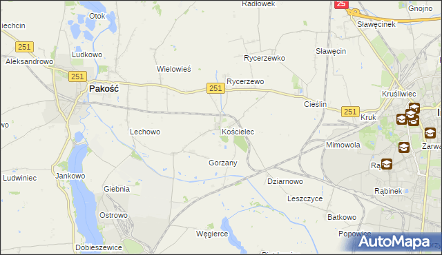 mapa Kościelec gmina Pakość, Kościelec gmina Pakość na mapie Targeo